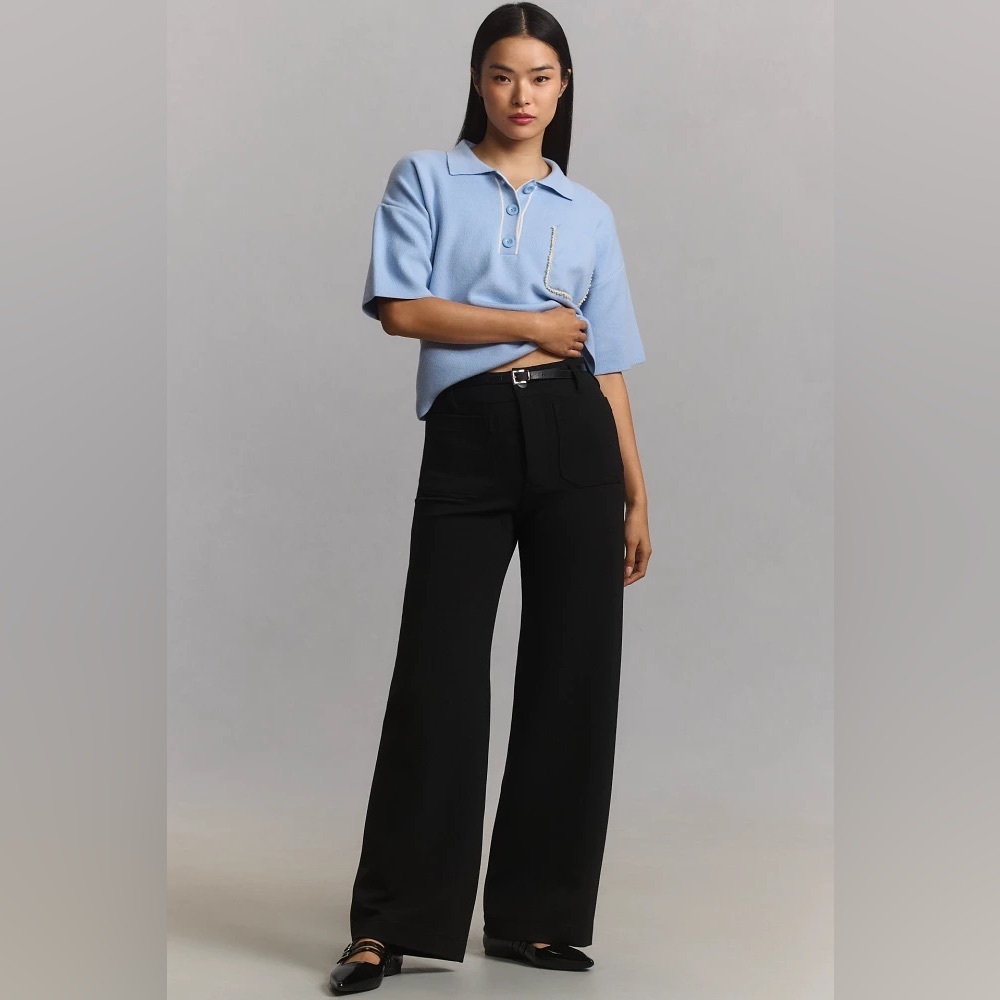 The Colette Full-Length Wide-Leg Pants by Maeve: Knit Edition